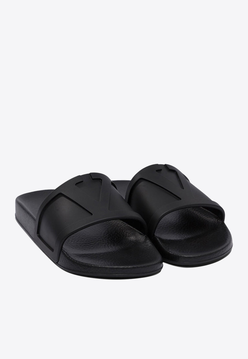 Valentino Coolside VLogo Rubber Slides Black 6Y2S0J93MYC0NO_77944