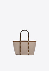 Valentino Rockstud Canvas Tote Bag 6W2B0R05QCERDV_77973