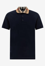 Burberry Checked Collar Polo T-shirt Navy 8072661_78102