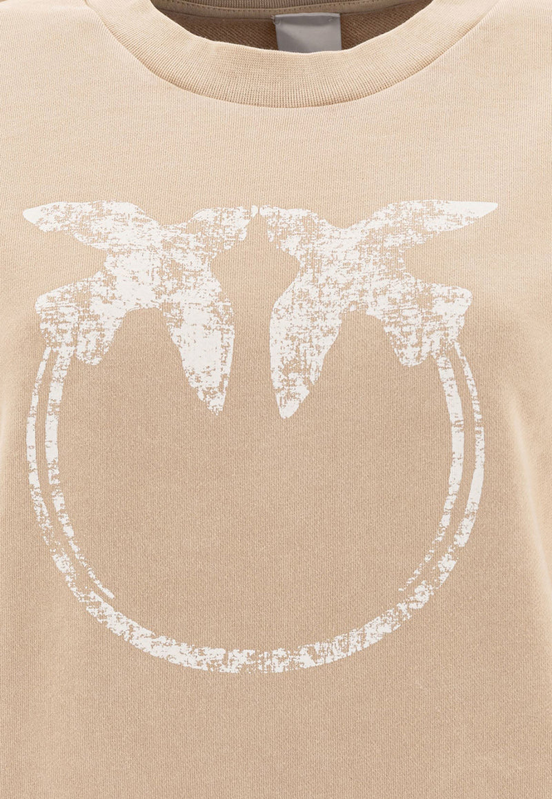 PINKO Mindelo Maxi Love Birds Print Sweatshirt Beige 104618A2CVC36_78125