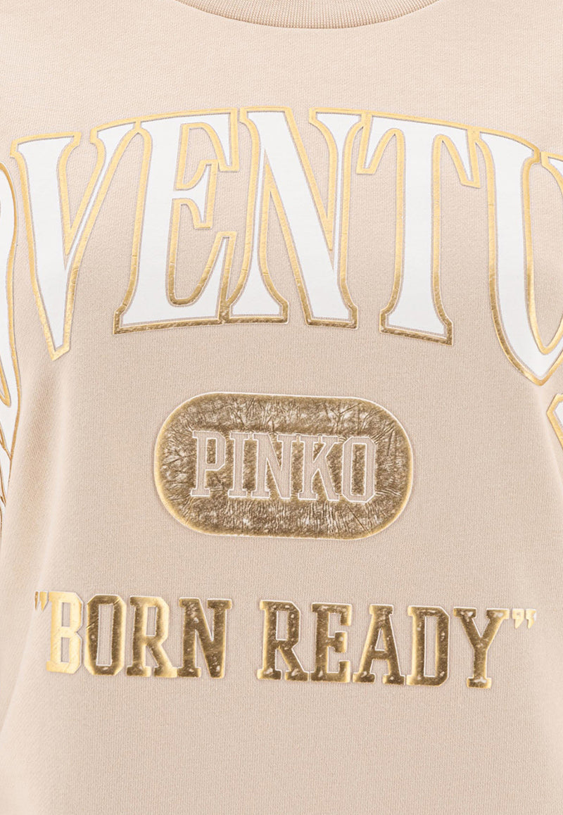 PINKO Adventure Printed Sweatshirt Beige 104618A2CZC03_78112