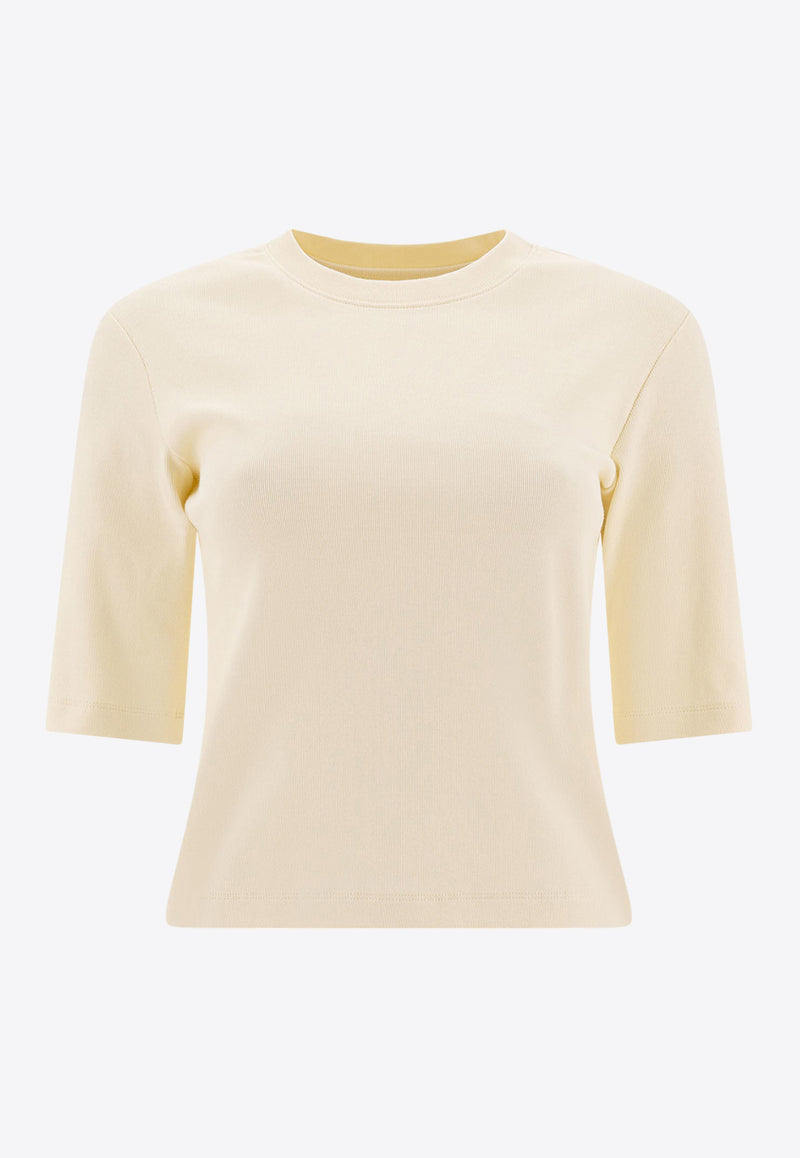 Sandbeige Logo-Embroidered Crewneck T-shirt SBB2TS12ACIVORY_78130