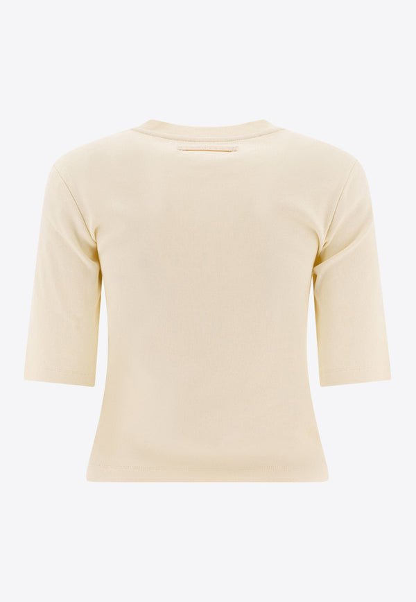 Sandbeige Logo-Embroidered Crewneck T-shirt SBB2TS12ACIVORY_78130