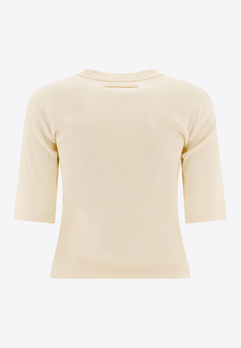 Sandbeige Logo-Embroidered Crewneck T-shirt SBB2TS12ACIVORY_78130