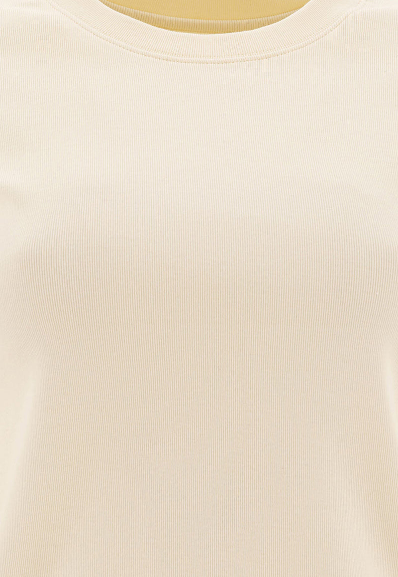 Sandbeige Logo-Embroidered Crewneck T-shirt SBB2TS12ACIVORY_78130