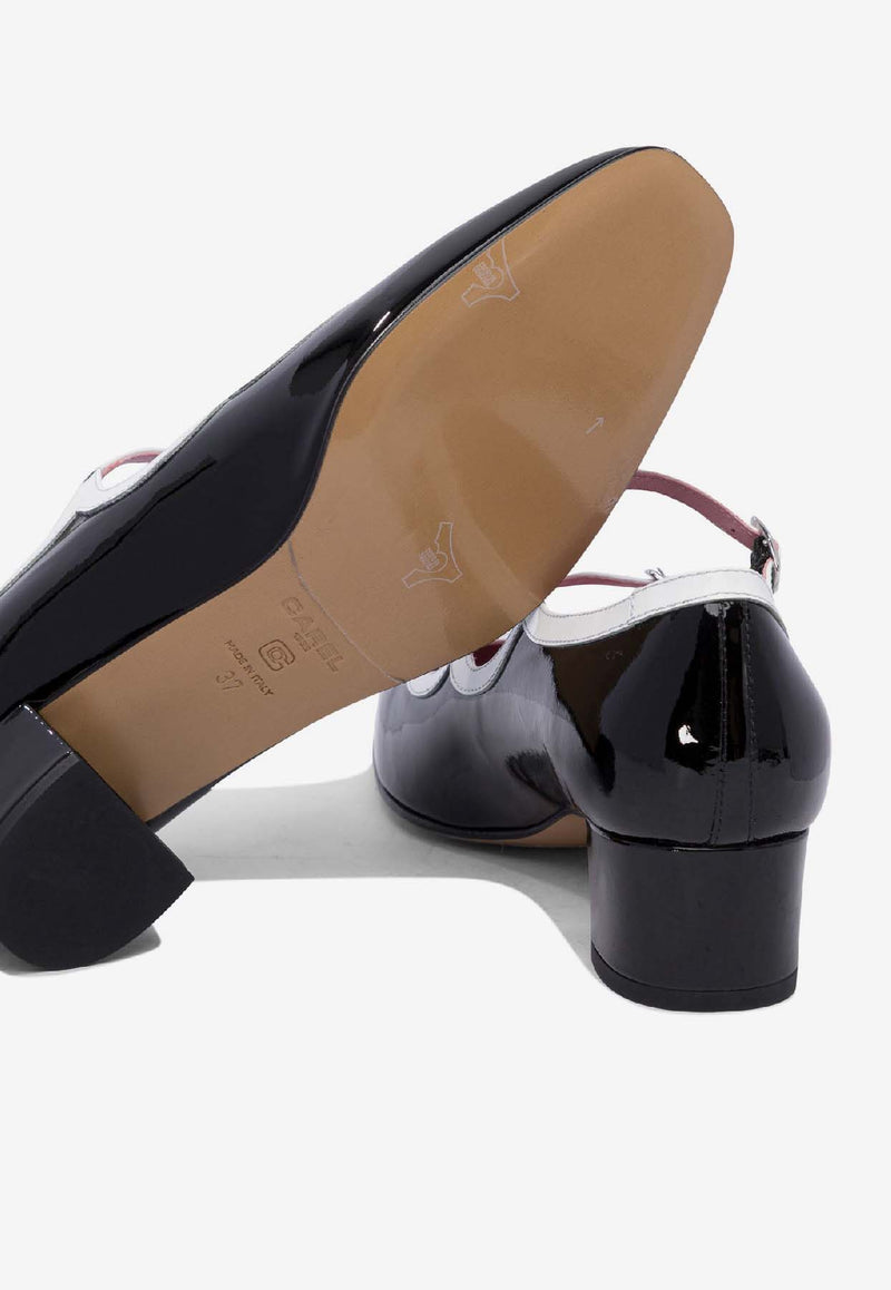 Carel Paris Bleuet 40 Mary-Jane Leather Pumps Black BLEUET3049_78259