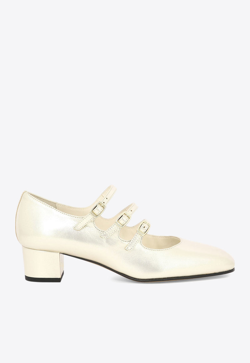Carel Paris Ariana 45 Kina Mary-Jane Pumps in Laminated Leather Gold KINA 22331307_78332