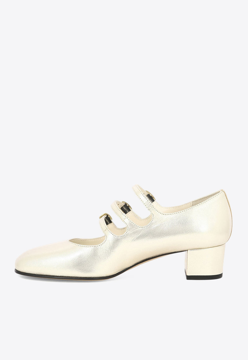 Carel Paris Ariana 45 Kina Mary-Jane Pumps in Laminated Leather Gold KINA 22331307_78332
