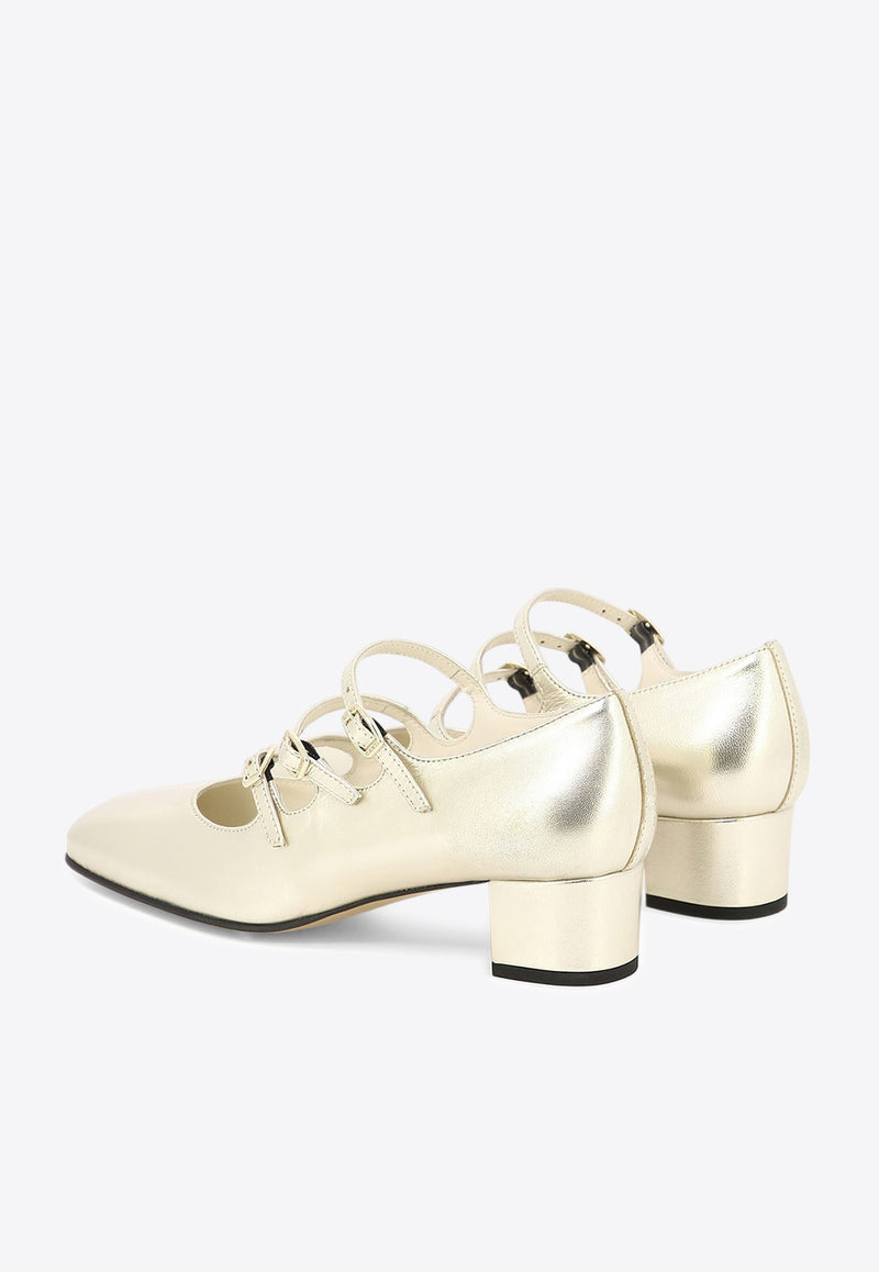Carel Paris Ariana 45 Kina Mary-Jane Pumps in Laminated Leather Gold KINA 22331307_78332