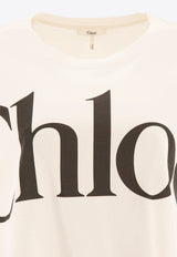Chloé Maxi Logo Cropped T-shirt White 24AJH09183101_78344
