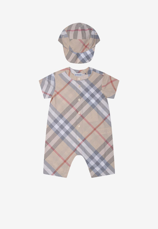 Burberry Kids Babies All-Over Check Onesie Gift Set - Set of 2 Beige 8100701_78350