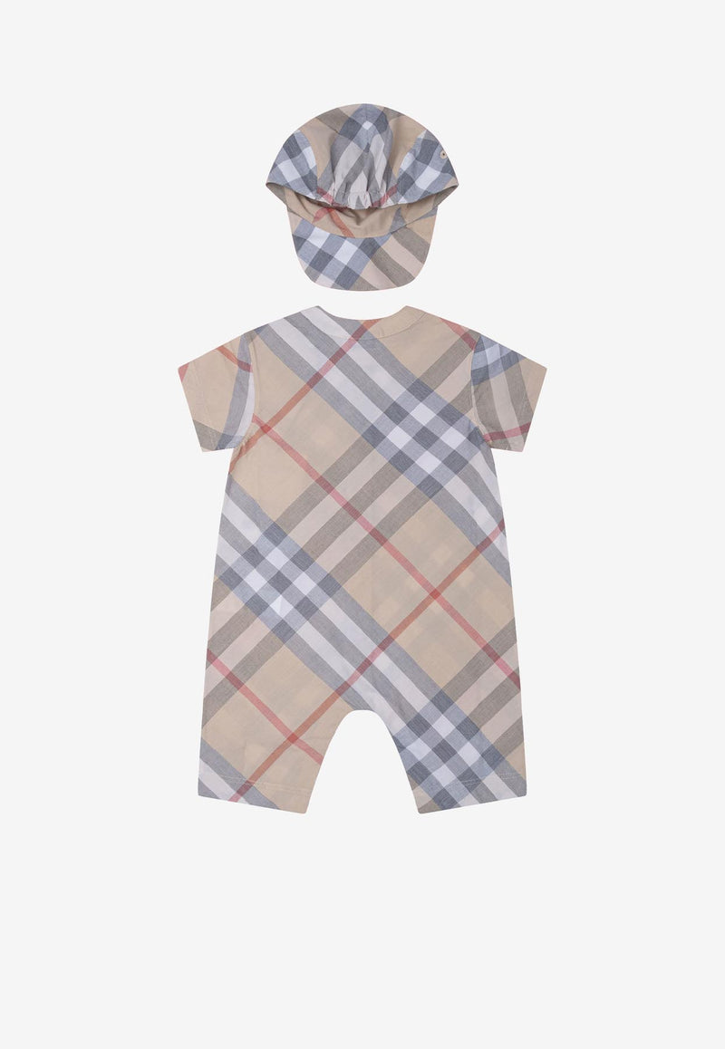 Burberry Kids Babies All-Over Check Onesie Gift Set - Set of 2 Beige 8100701_78350