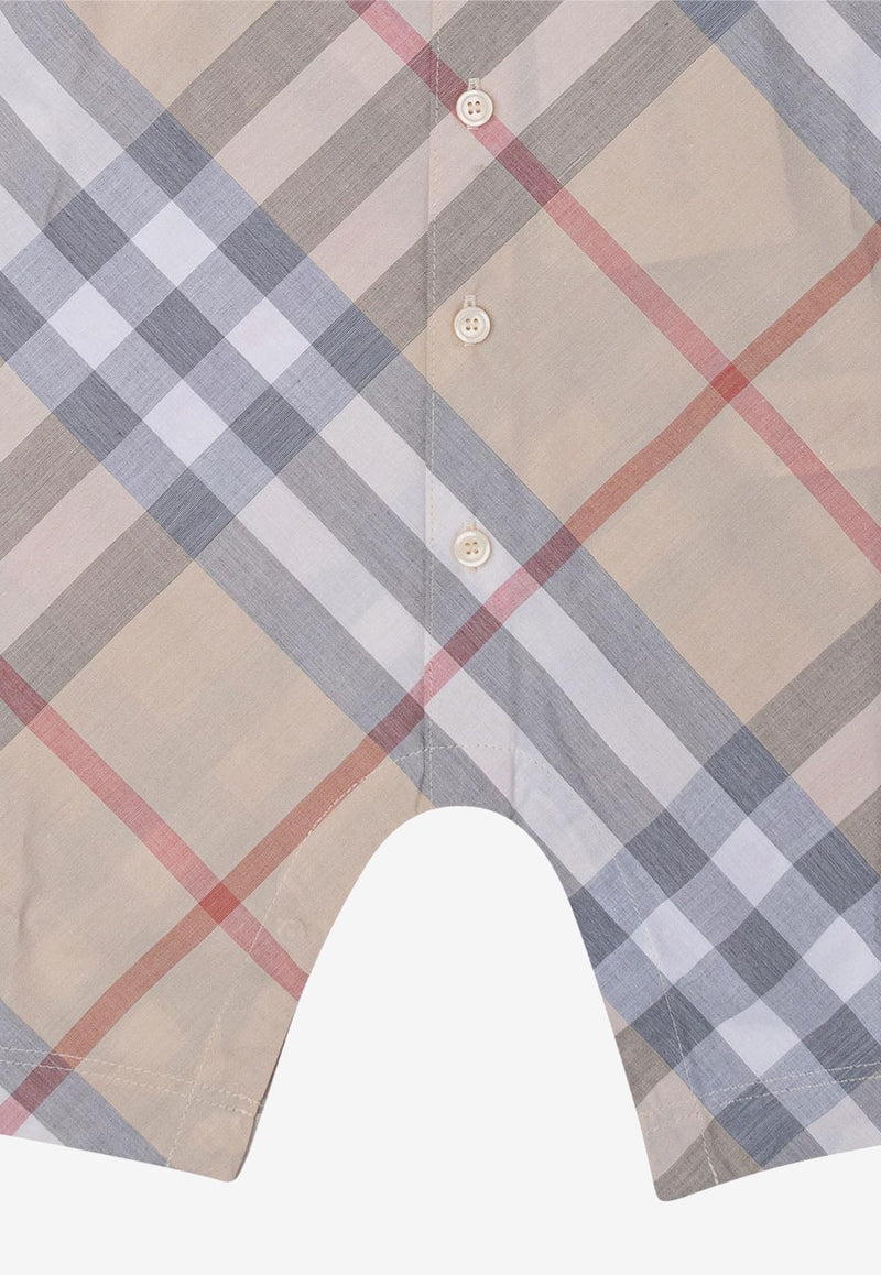 Burberry Kids Babies All-Over Check Onesie Gift Set - Set of 2 Beige 8100701_78350