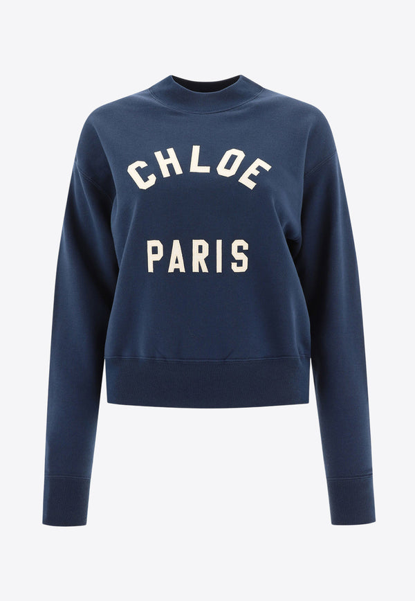 Chloé Logo Crewneck Sweatshirt Blue 24AJH121924C6_78410