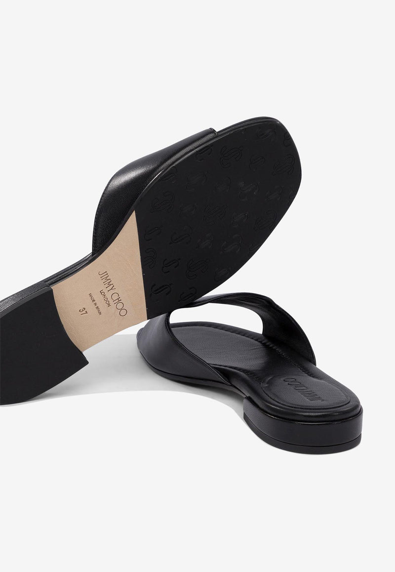 Jimmy Choo Dina Flat Sandals Black DINA FLATNAPBLACK_78334