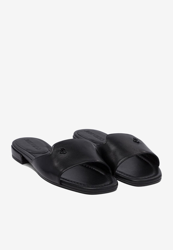 Jimmy Choo Dina Flat Sandals Black DINA FLATNAPBLACK_78334