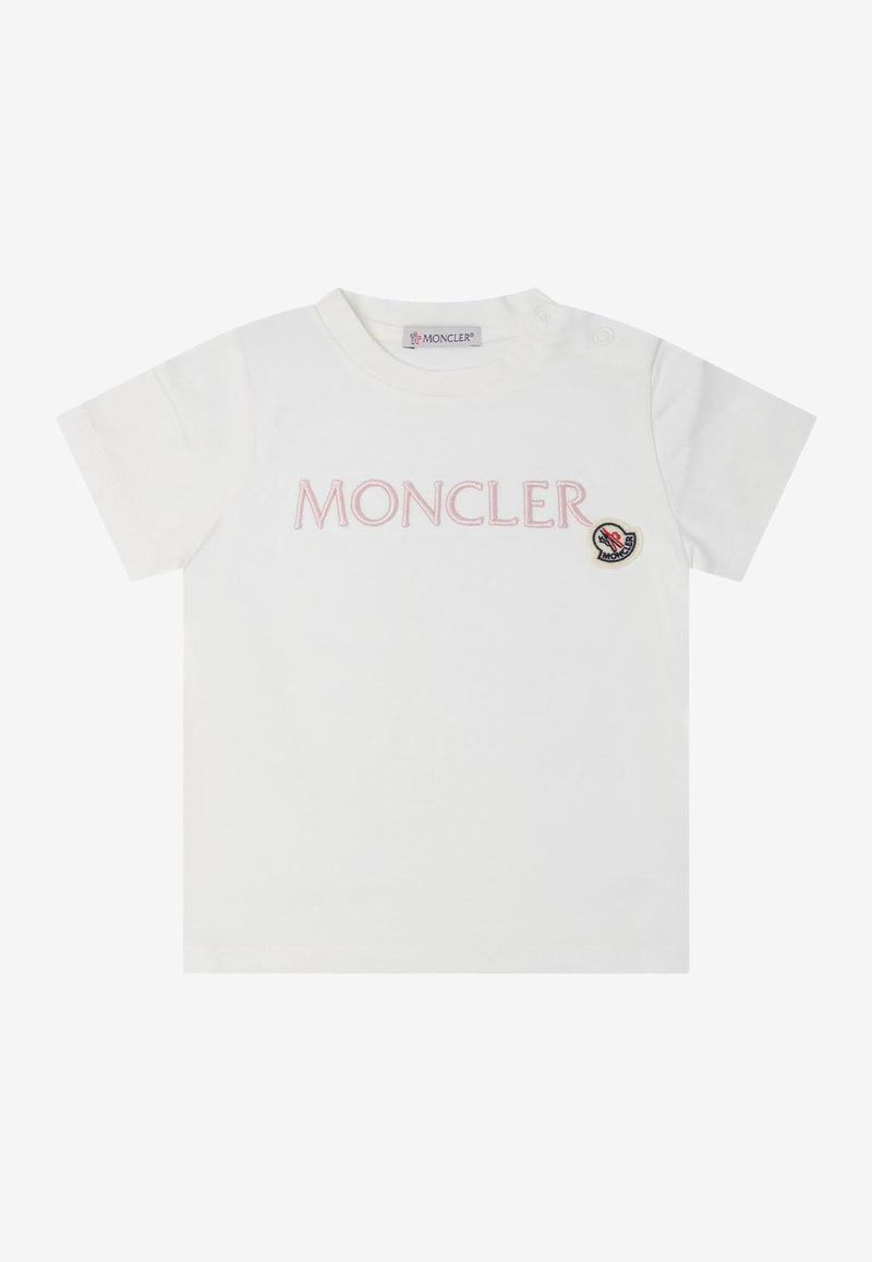 Moncler Kids Baby Boys Logo Embroidered T-shirt White 8C00006-89AUM034_78245