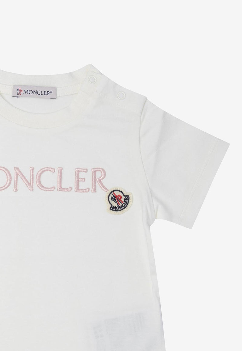 Moncler Kids Baby Boys Logo Embroidered T-shirt White 8C00006-89AUM034_78245