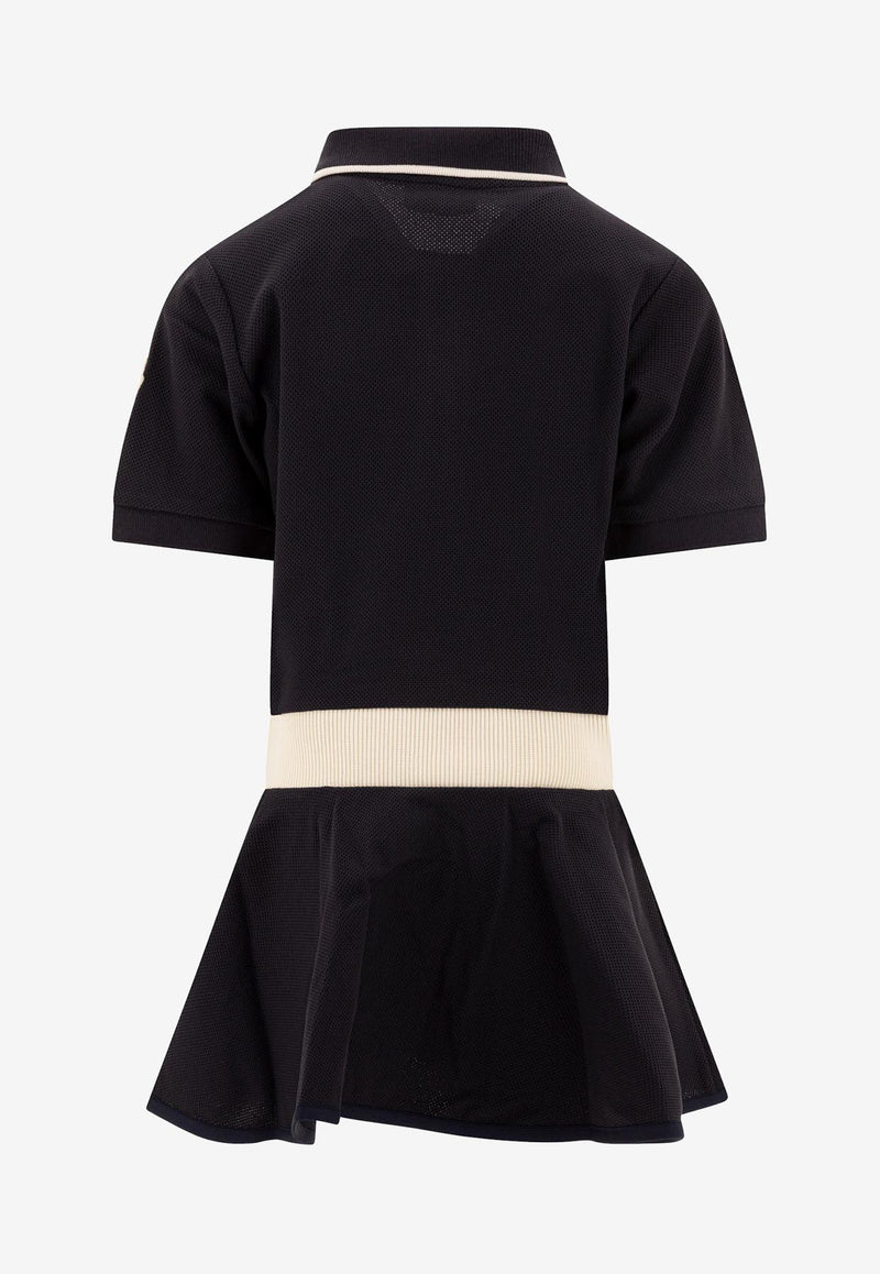 Moncler Kids Girls Logo Jacquard Polo Dress Navy 8I00001-899YV778_78252