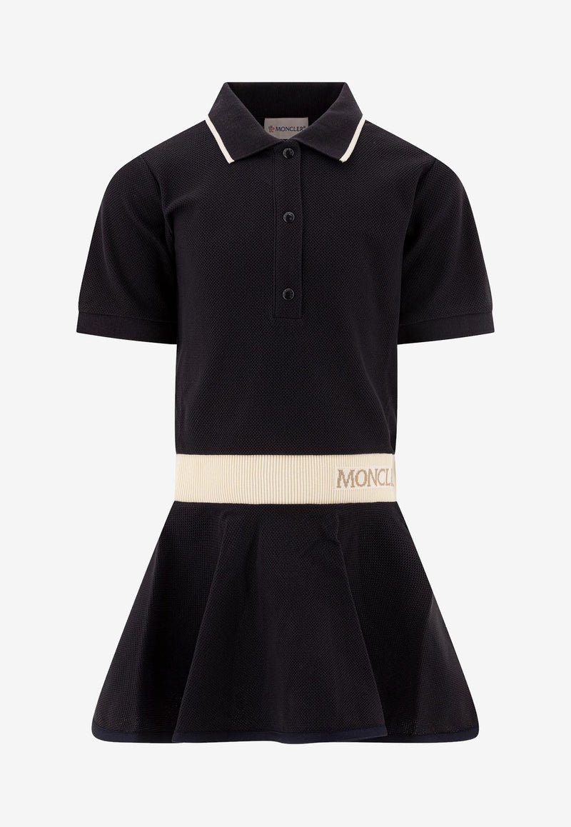 Moncler Kids Girls Logo Jacquard Polo Dress Navy 8I00001-899YV778_78252
