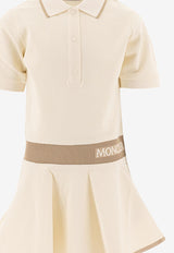 Moncler Kids Girls Logo Jacquard Polo Dress Beige 8I00001-899YV050_78305