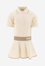 Moncler Kids Girls Logo Jacquard Polo Dress Beige 8I00001-899YV050_78305