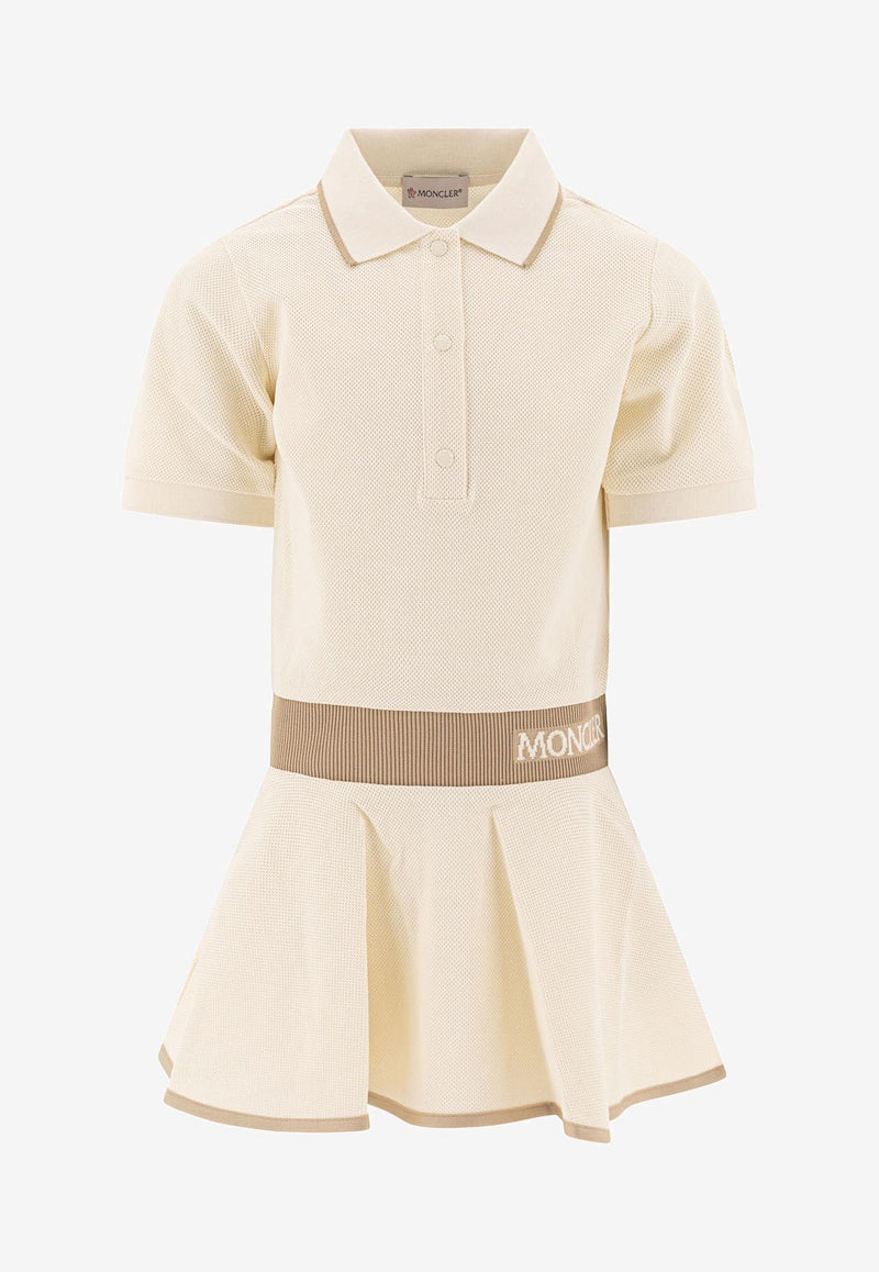 Moncler Kids Girls Logo Jacquard Polo Dress Beige 8I00001-899YV050_78305