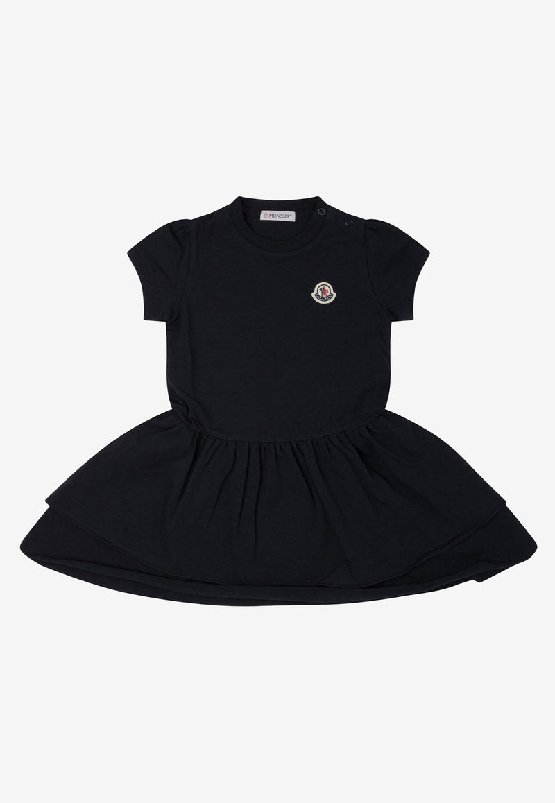 Moncler Kids Baby Girls Logo Patch Flared Mini Dress Blue 8I00003-89AUM778_78263