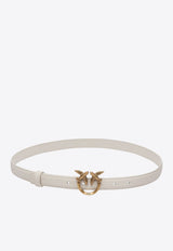 PINKO Log Birds Buckle Leather Belt White 100143A0F1Z14Q_78285