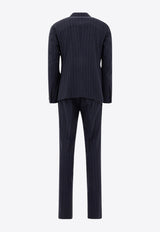 Tagliatore Single-Breasted Pinstriped Wool Suit Blue 2SVS22B01060094B1070_78315