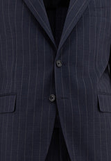 Tagliatore Single-Breasted Pinstriped Wool Suit Blue 2SVS22B01060094B1070_78315