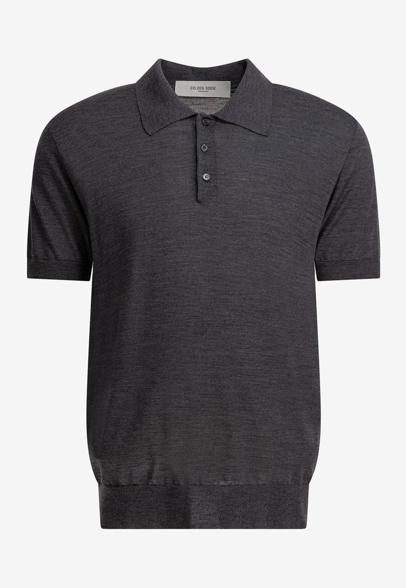 Golden Goose DB Fine Knit Wool Polo T-shirt Gray GMP01412P00104160318_78544