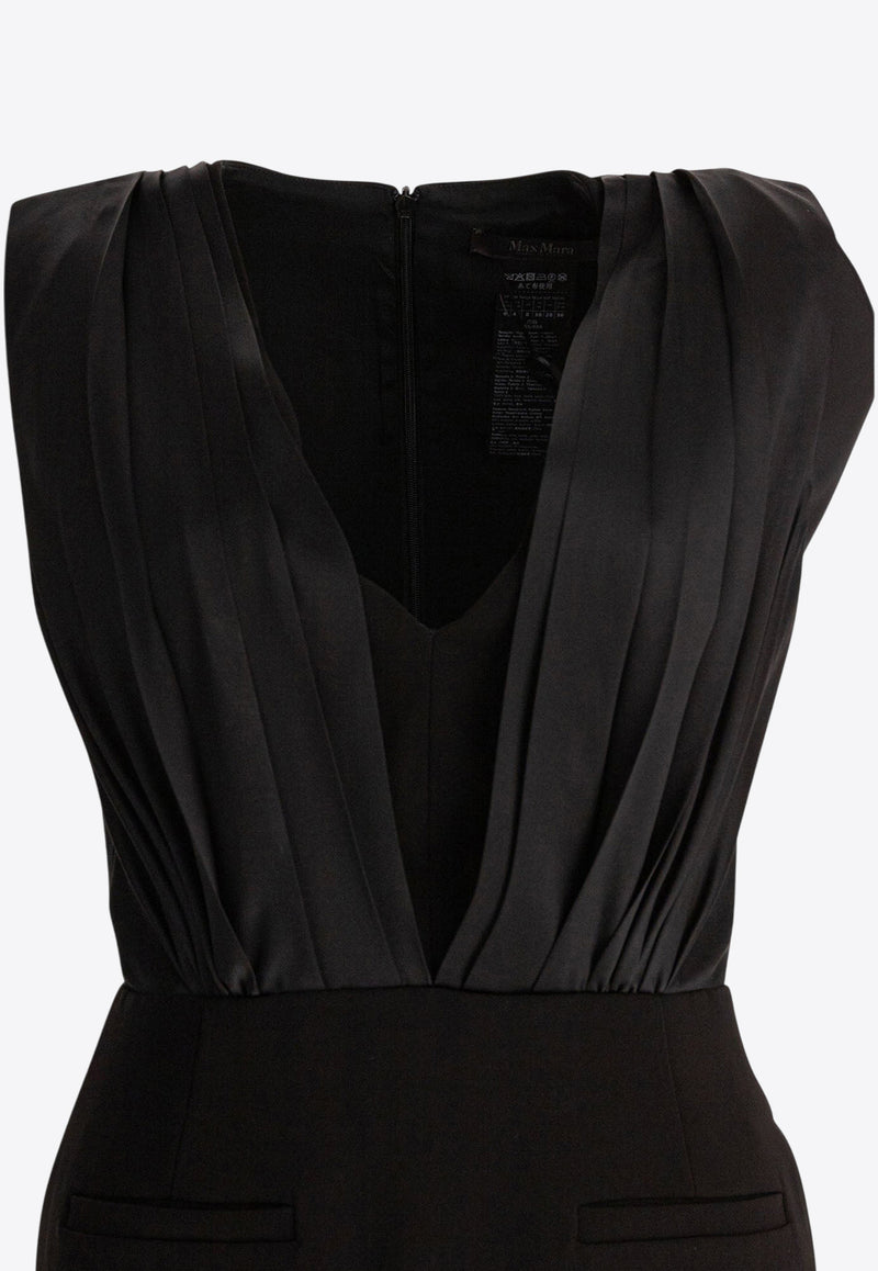 Max Mara Pianoforte Vittor V-neck Mini Dress Black 2511221064600VITTOR004_78608