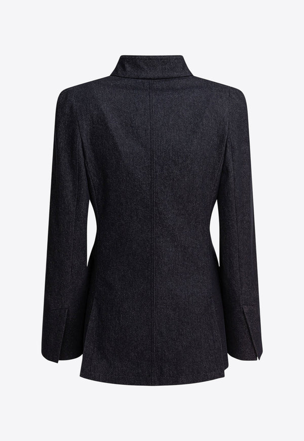 Max Mara Beatrice Collarless Denim-Effect Blazer 2511041093600BEATRICE001_78648