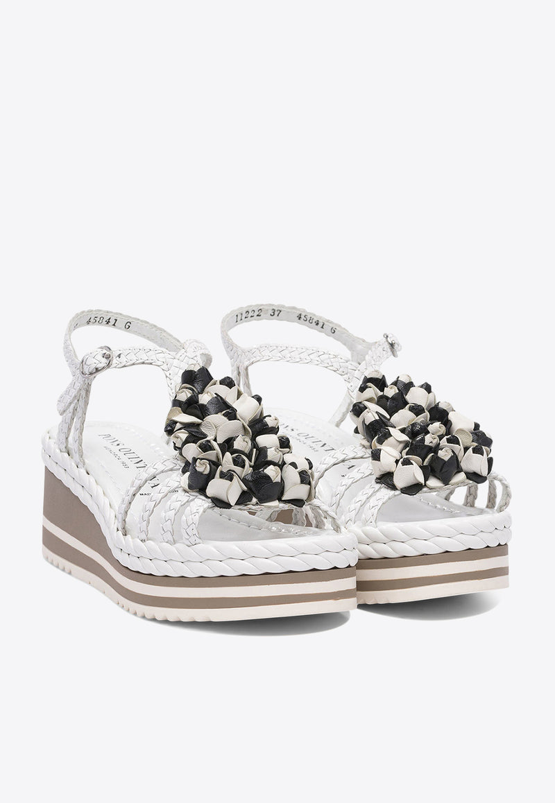 Pons Quintana Leather Braided Sandals  11222S00BLANCO_78612