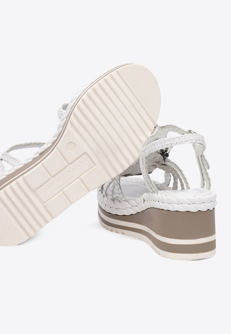 Pons Quintana Leather Braided Sandals  11222S00BLANCO_78612