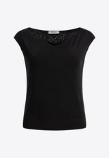 Max Mara Valzer Silk V-neck Top Black 2511941069600VALZER003_78675