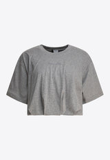 PINKO Logo Embroidered Cropped T-shirt Gray 104257A2F8I42_78708