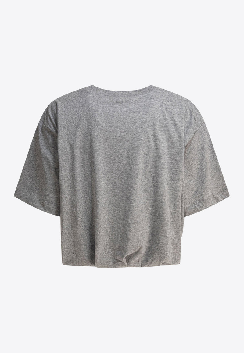 PINKO Logo Embroidered Cropped T-shirt Gray 104257A2F8I42_78708