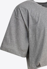 PINKO Logo Embroidered Cropped T-shirt Gray 104257A2F8I42_78708