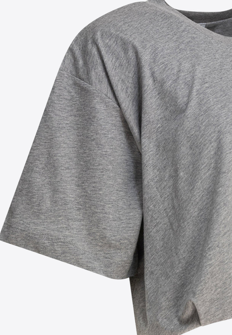 PINKO Logo Embroidered Cropped T-shirt Gray 104257A2F8I42_78708
