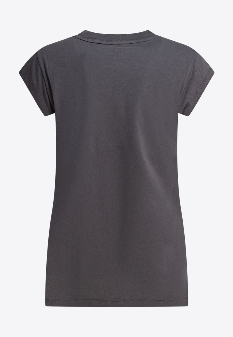 PINKO Queen Printed T-shirt Gray 104603A2DAI63_78744