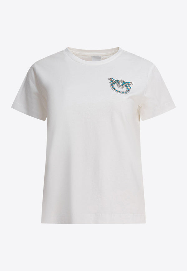 PINKO Embellished Love Birds T-shirt White 103320A2G7Z05_78763