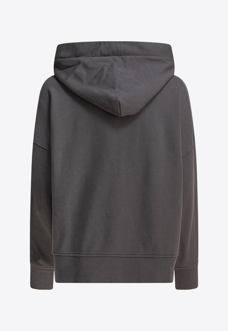 PINKO Motorbike Rider-Print Oversized Hoodie Gray 104623A2DBI63_78775