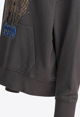 PINKO Motorbike Rider-Print Oversized Hoodie Gray 104623A2DBI63_78775