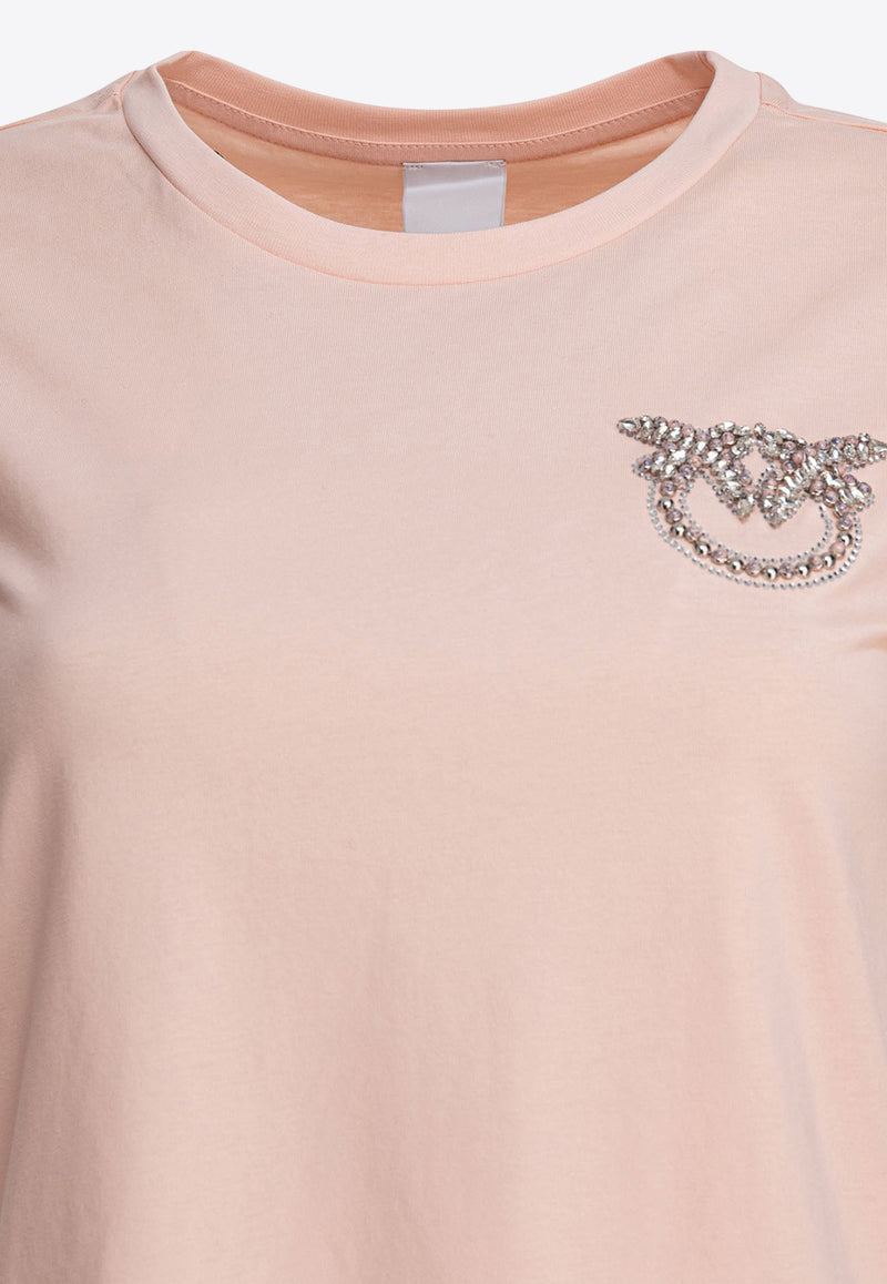 PINKO Embellished Love Birds T-shirt Pink 103320A2G7N38_78788