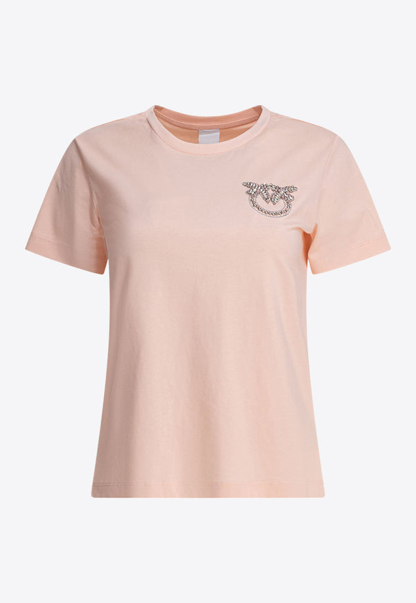 PINKO Embellished Love Birds T-shirt Pink 103320A2G7N38_78788