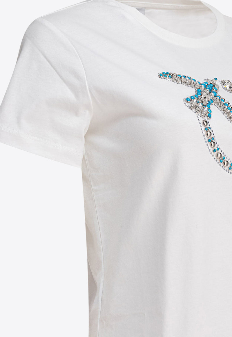 PINKO Embellished Love Birds T-shirt White 100535A2G7Z05_78802