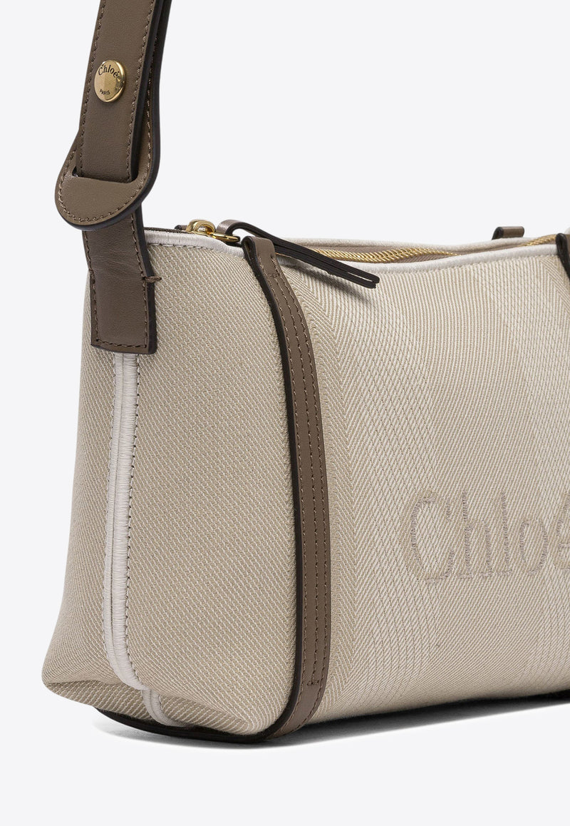 Chloé Logo Jacquard Shoulder Bag Beige 25UP566O6523N_78886