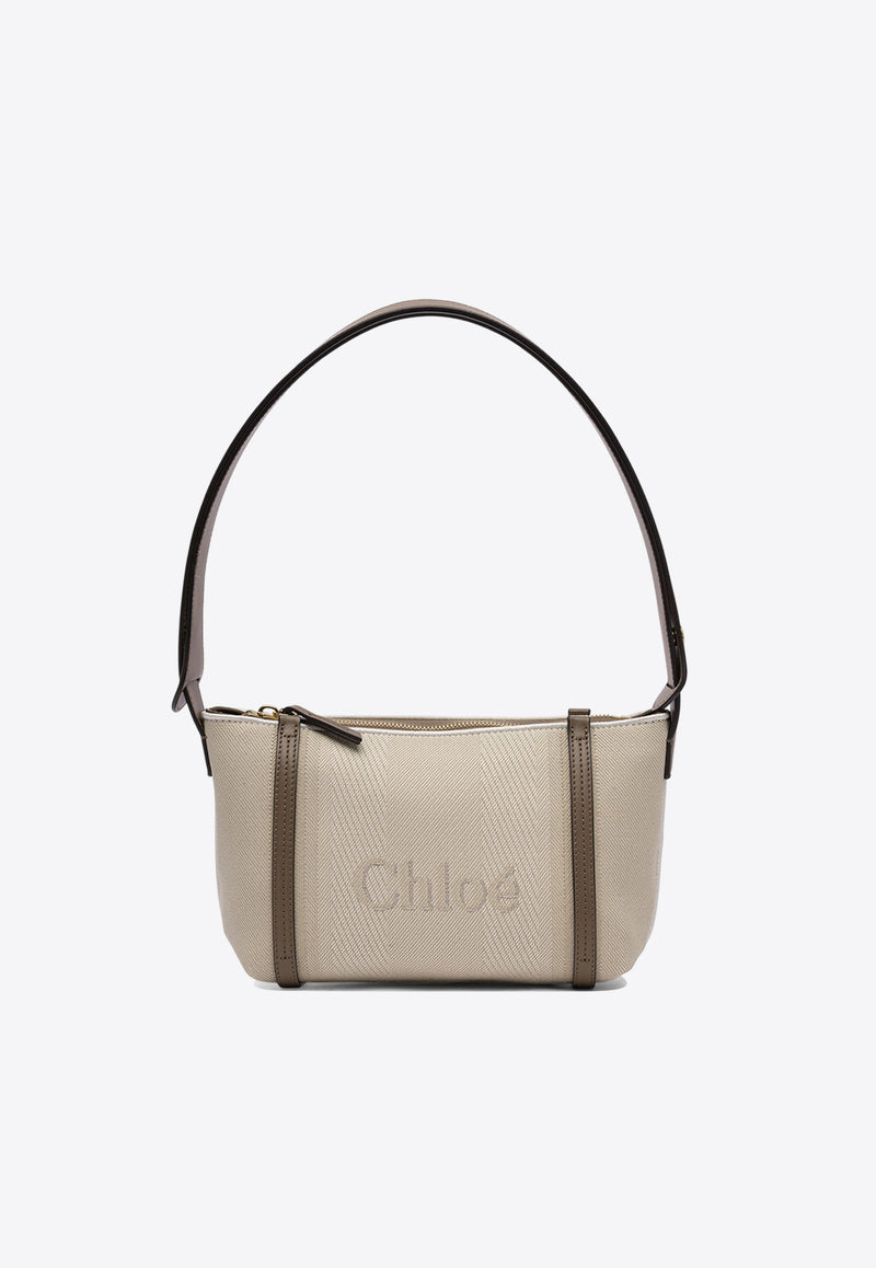 Chloé Logo Jacquard Shoulder Bag Beige 25UP566O6523N_78886